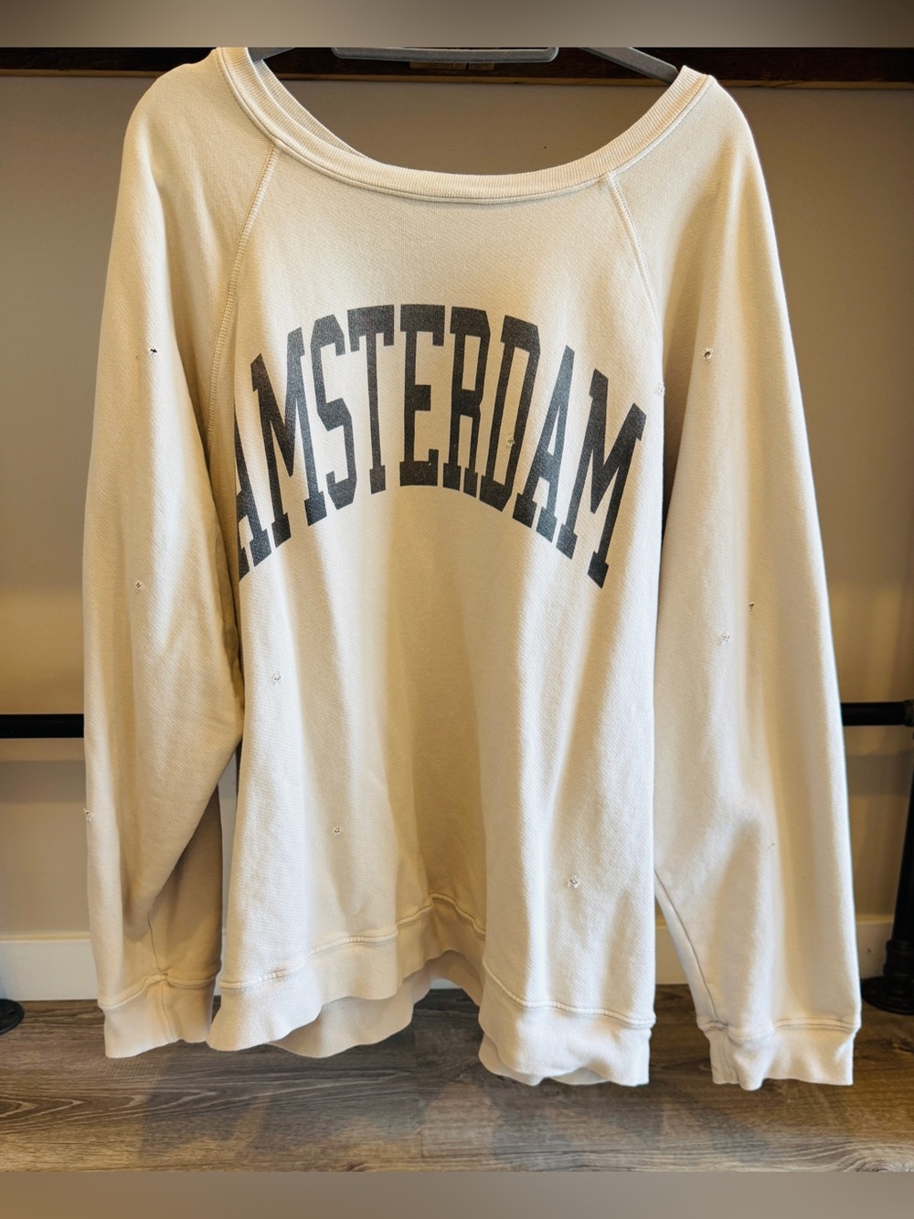 Free People Distressed  Oversized Amsterdam Graphic Sweatshirt XL - Picture 2 of 5